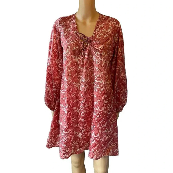 Made From The Earth Wear In Peace Tunic Top Balloon Sleeve Paisley Light Lady XL - Picture 1 of 8